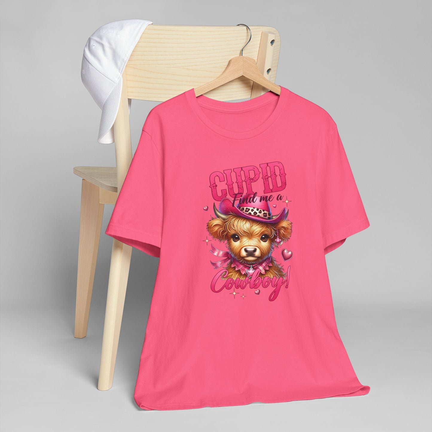 Valentines Day - Gift-T-Shirt/Cupid-Find Me A Cowboy/Cute and Sweet Brown Highland Cow