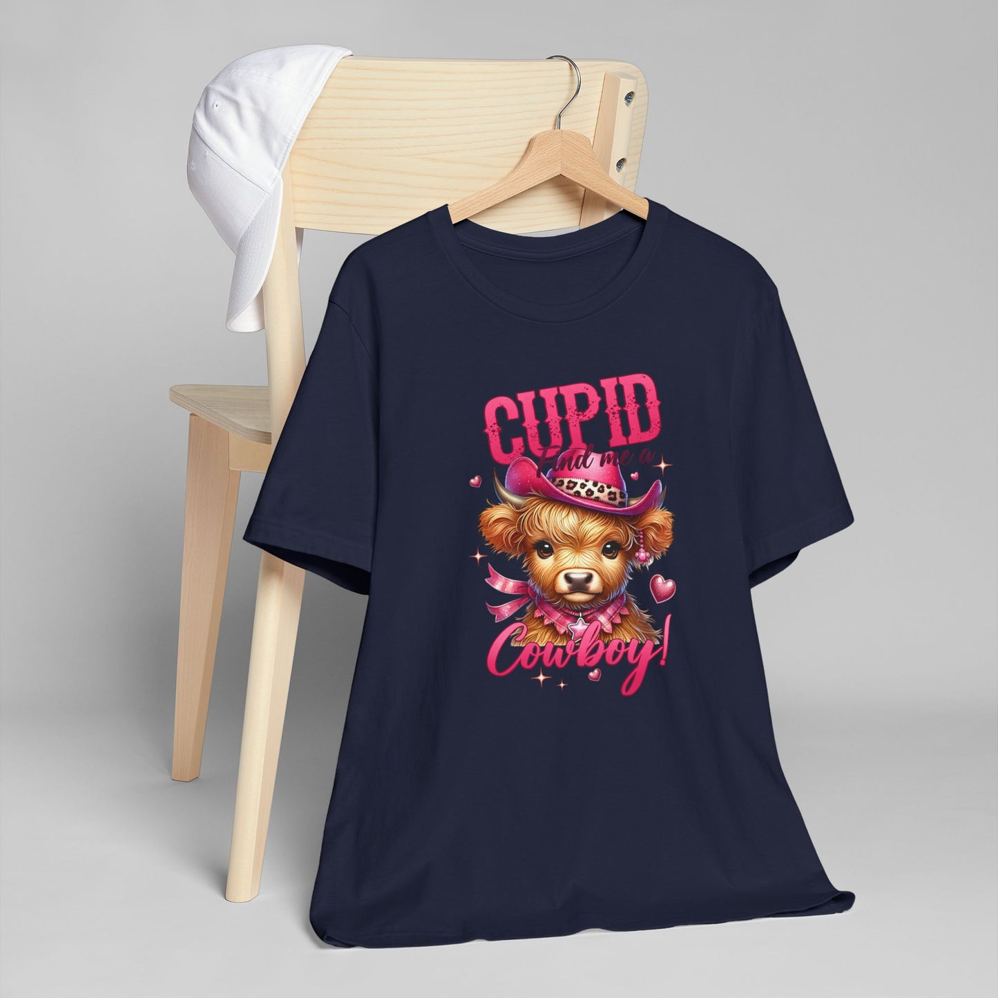 Valentines Day - Gift-T-Shirt/Cupid-Find Me A Cowboy/Cute and Sweet Brown Highland Cow