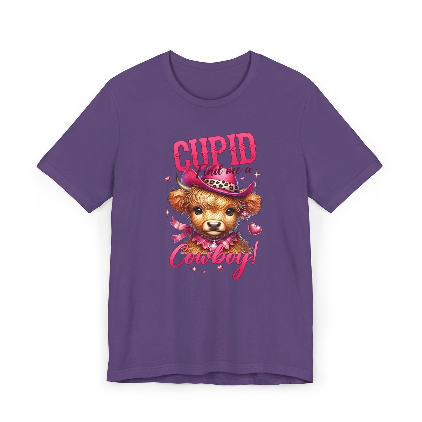 Valentines Day - Gift-T-Shirt/Cupid-Find Me A Cowboy/Cute and Sweet Brown Highland Cow